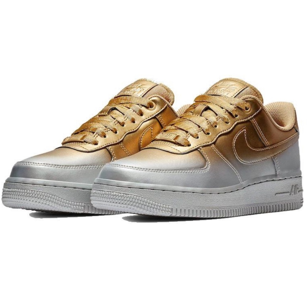 Nike Women’s Air Force 1 Metallic Gold/Silver - Picture 3 of 8